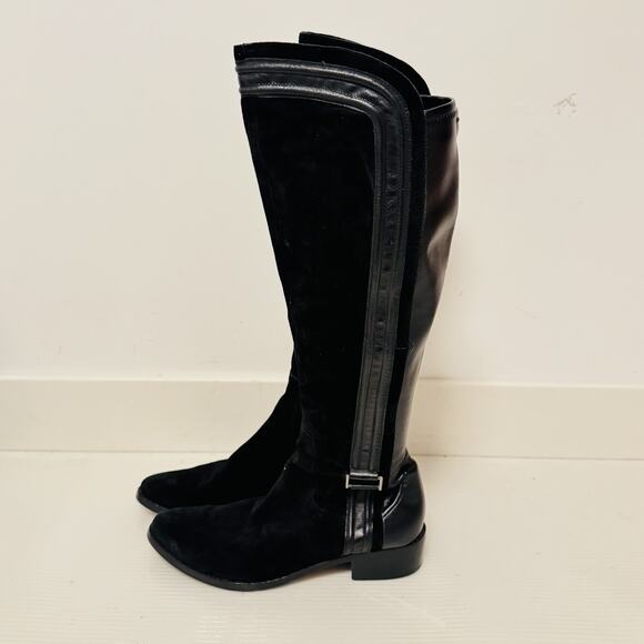 Donald J Pliner Boots Womens 8.5 Black Suede Leather Tall Riding Equestrian - Picture 4 of 12